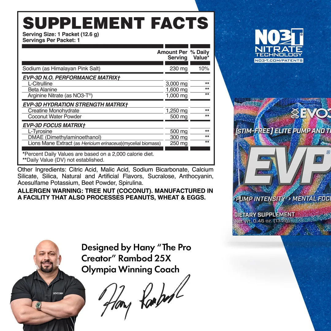 EVP-3D Non-Stim Pre-Workout Travel Packets