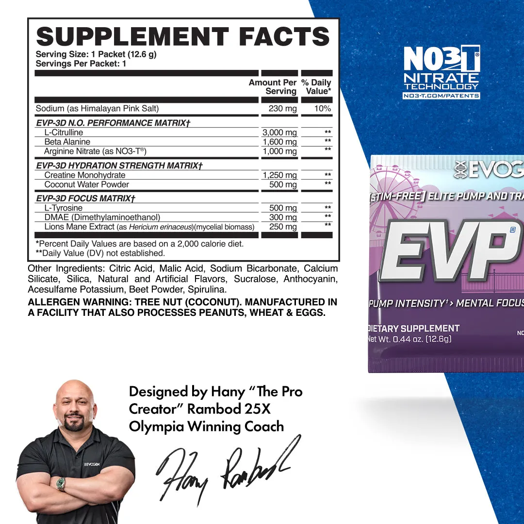 EVP-3D Non-Stim Pre-Workout Travel Packets
