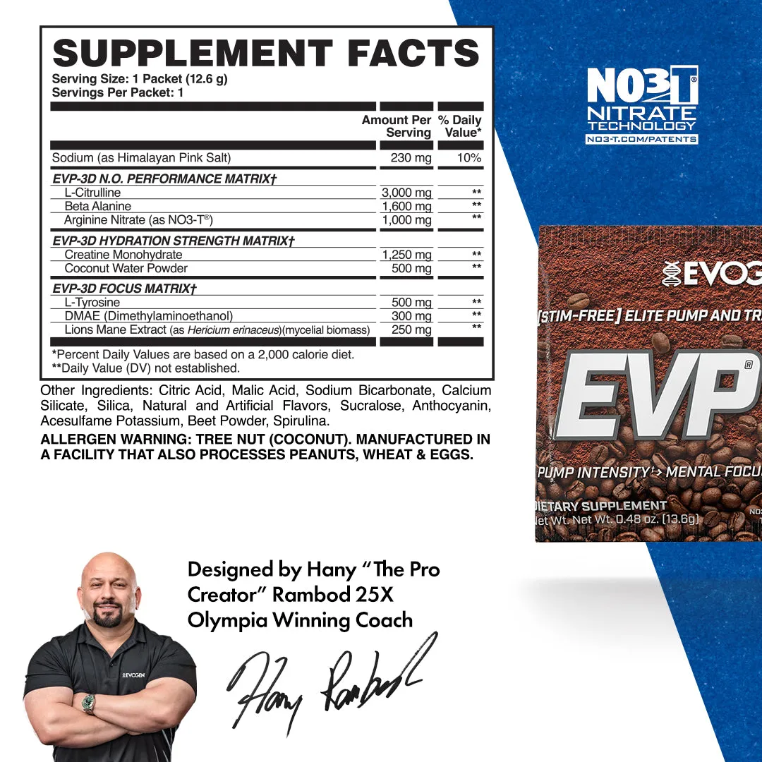 EVP-3D Non-Stim Pre-Workout Travel Packets