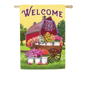 Flower Farm Spring Welcome House Suede Flag,13s9061