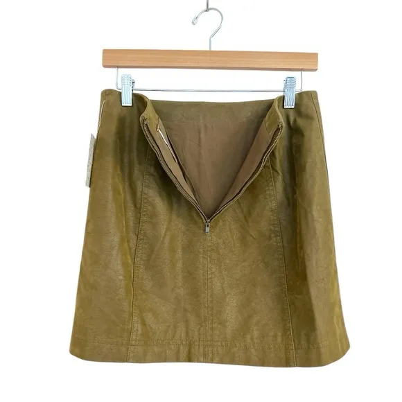 Free People Tobacco Brown Modern Femme Vegan Suede Mini Skirt, Size 4, NWT