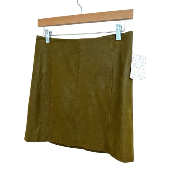 Free People Tobacco Brown Modern Femme Vegan Suede Mini Skirt, Size 4, NWT
