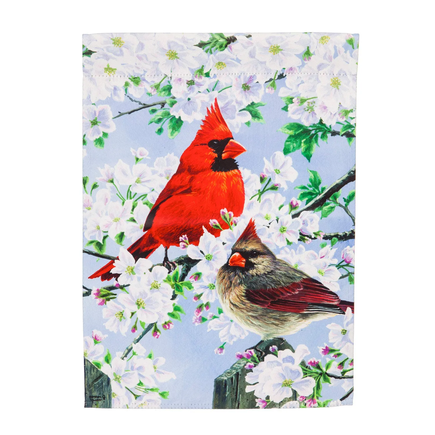 Glorious Morning Cardinals Garden Suede Flag,14s8463