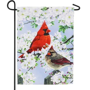 Glorious Morning Cardinals Garden Suede Flag,14s8463