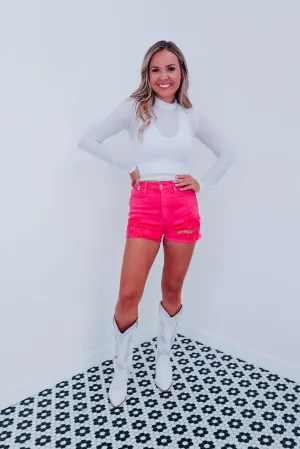 Harper Rhinestone Mesh Crop Top - White