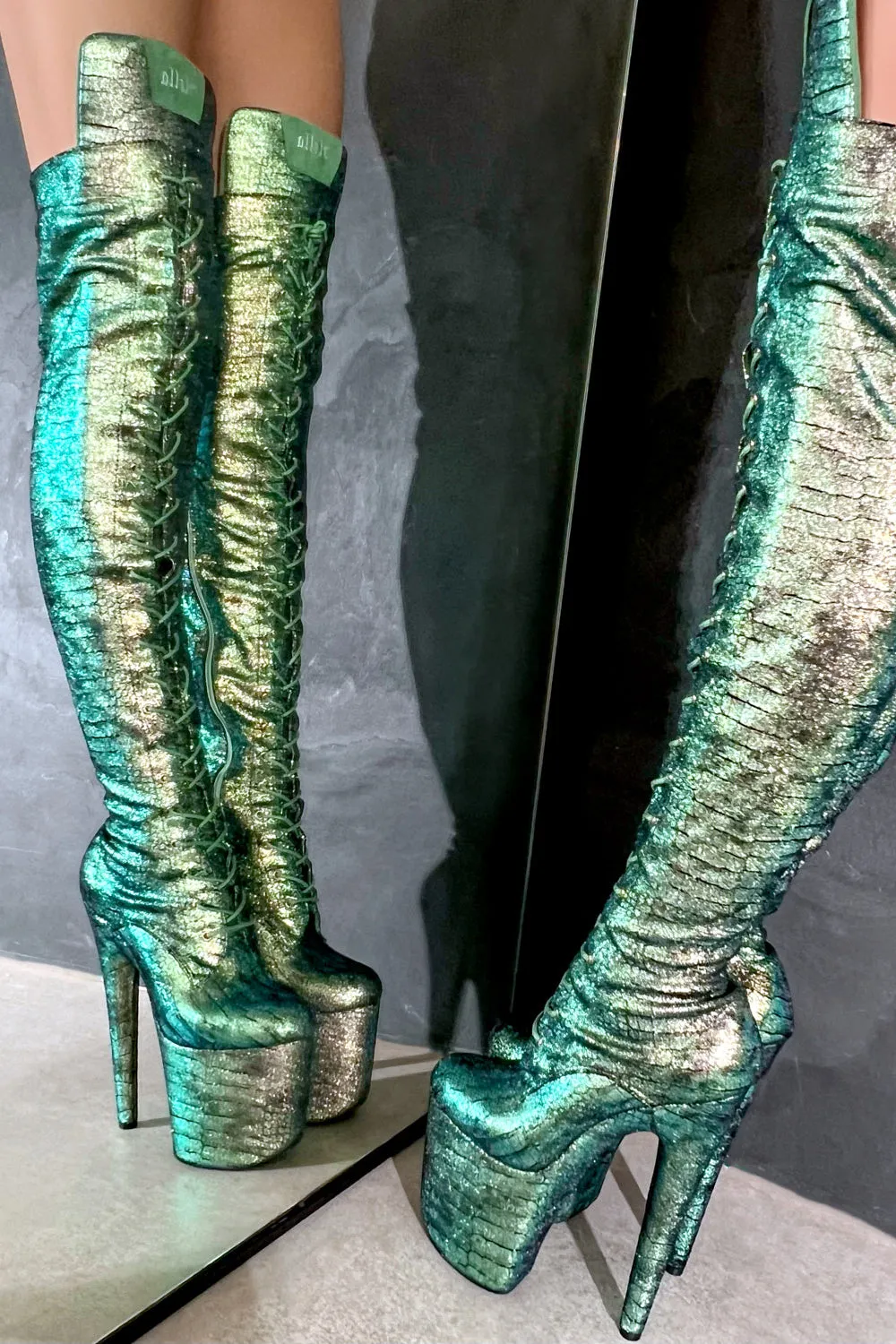 Hella Heels Mermaid Thigh High Front Lace 8inch Boots - Dreams