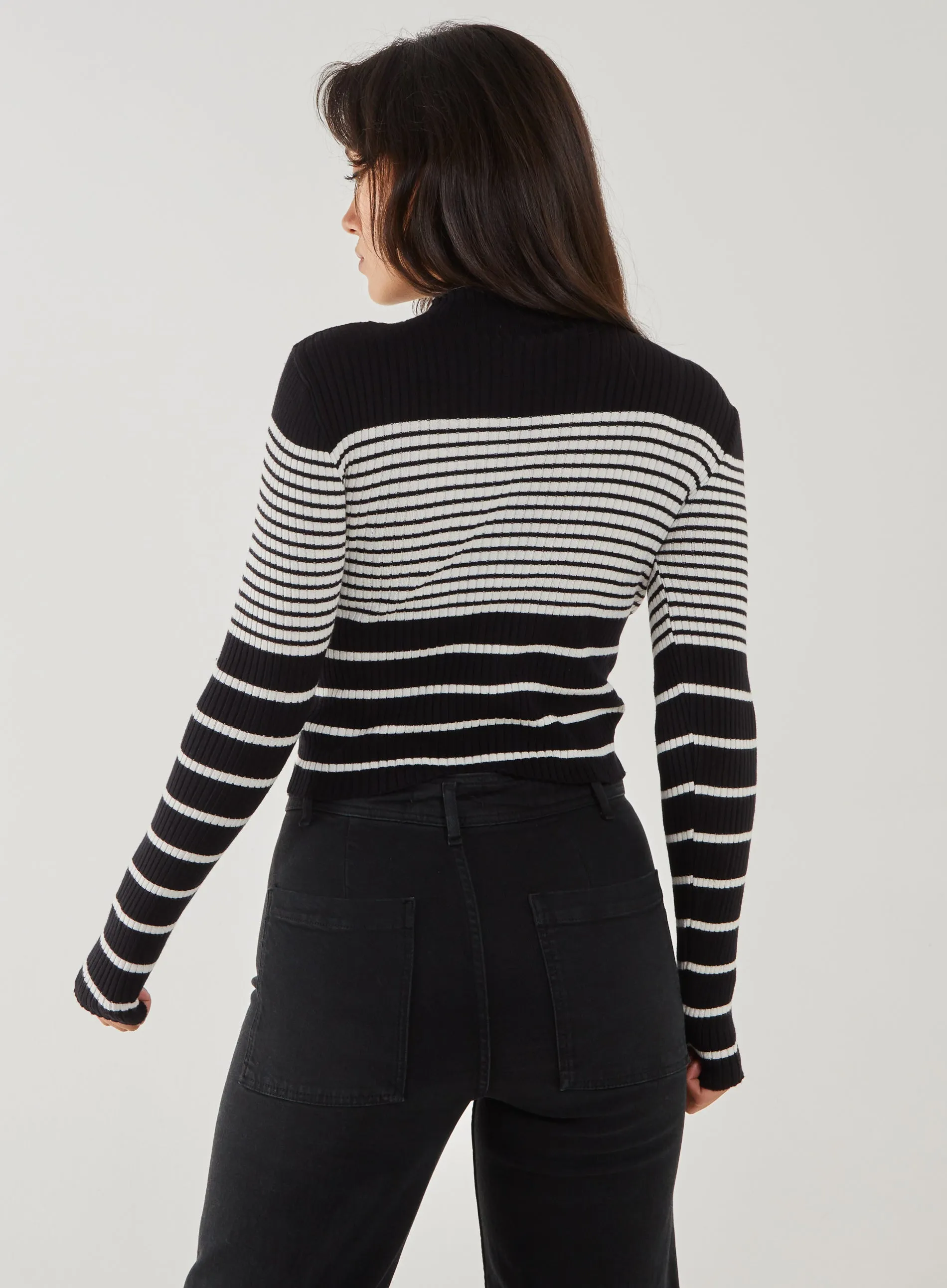 High Neck Mixed Stripe Jumper