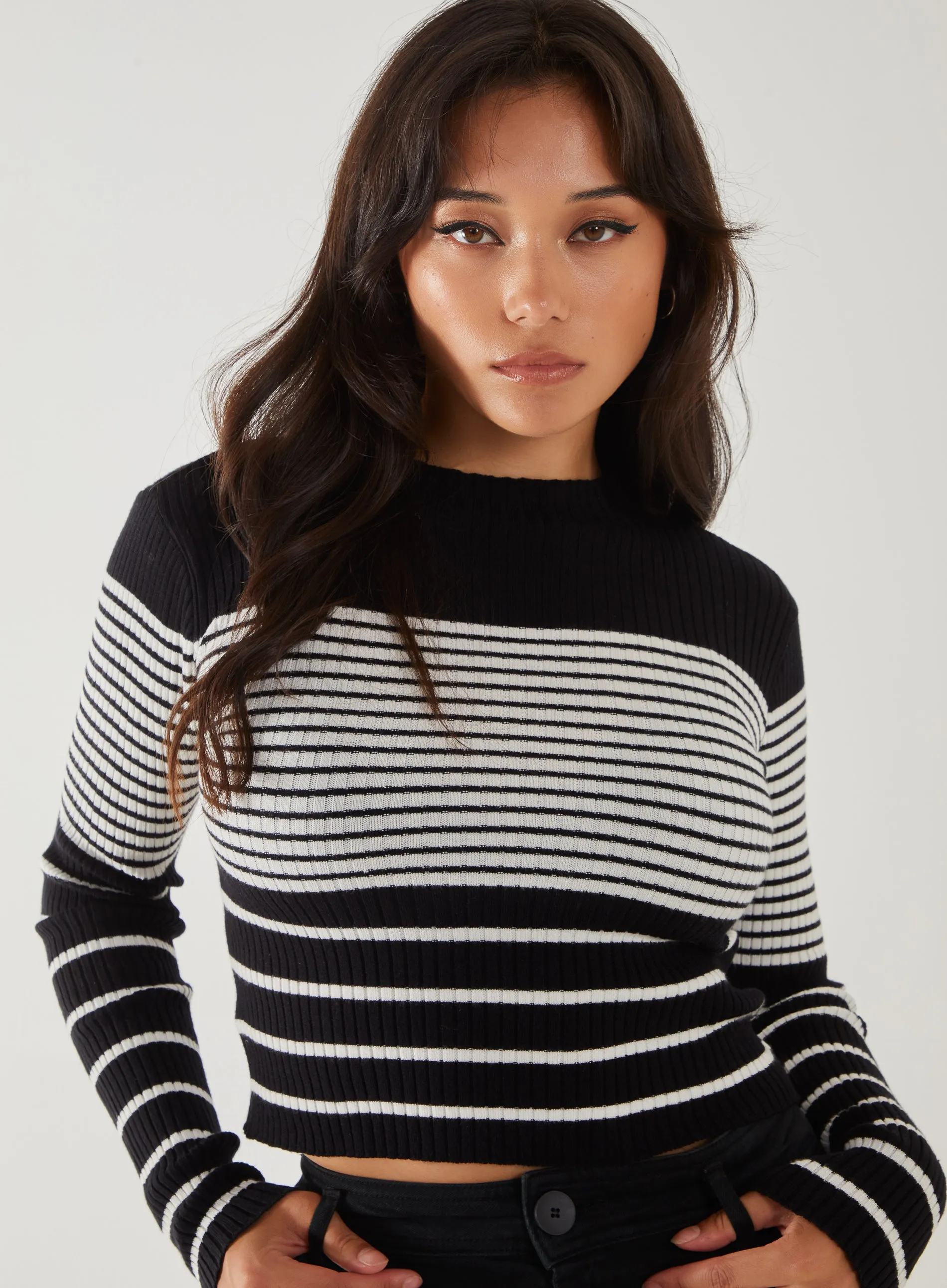 High Neck Mixed Stripe Jumper