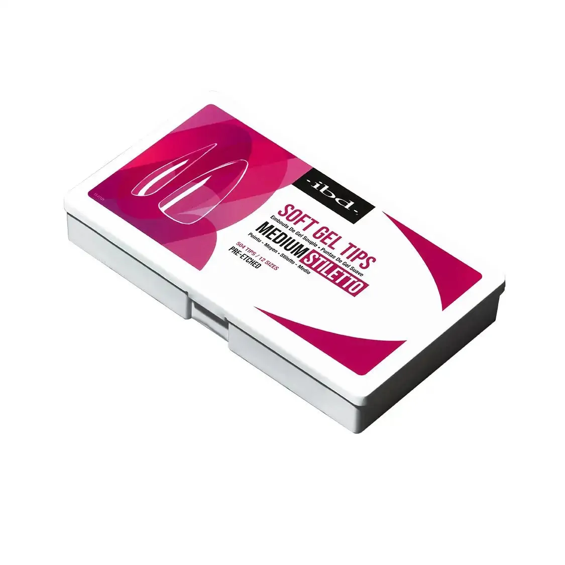 IBD - Full Cover Soft Gel Tips - Medium Stiletto 504pc (Pre-Etched)