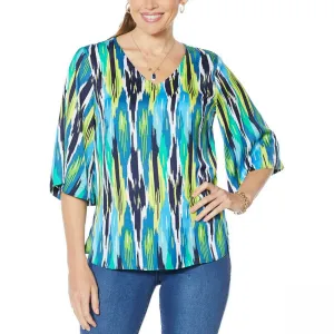IMAN Women's City Chic Printed V-Neck Tunic Top