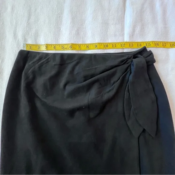 J Mclaughlin Womens Size 6 Carlie Skirt Black Faux Suede Wrap Midi Waist Tie