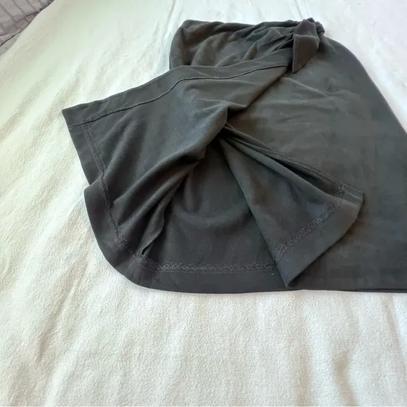 J Mclaughlin Womens Size 6 Carlie Skirt Black Faux Suede Wrap Midi Waist Tie