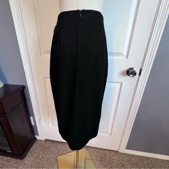 J Mclaughlin Womens Size 6 Carlie Skirt Black Faux Suede Wrap Midi Waist Tie