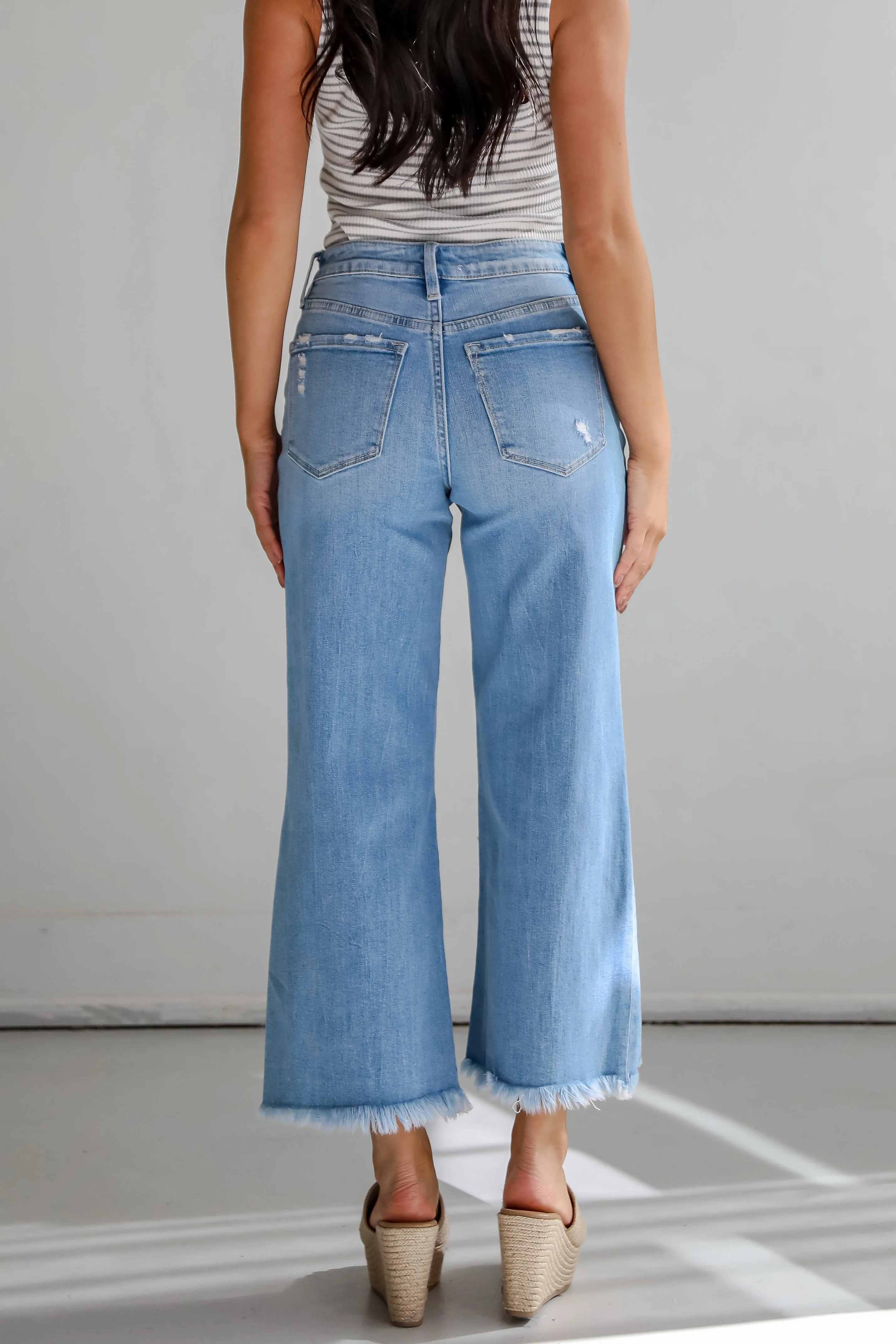 Jamie Light Wash High-Rise Distressed Wide Leg Jeans