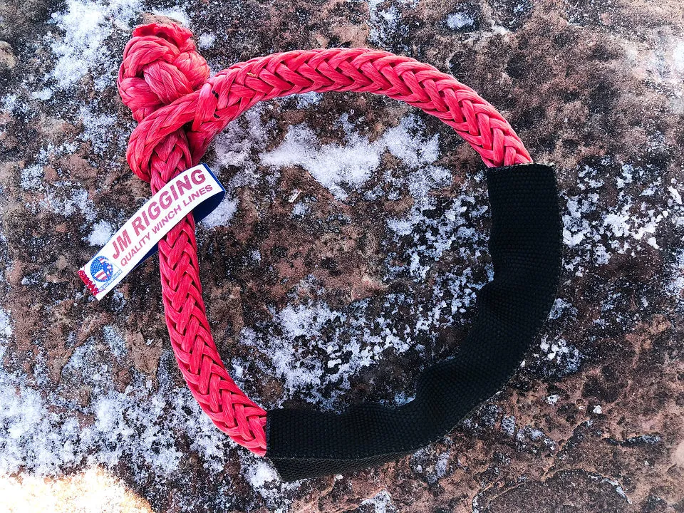 JM RIGGING 5/16" Red Soft Shackle Pure Dyneema SK78 w/ Black Protective Sleeve