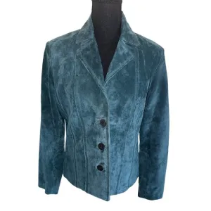 Jones New York Moss Office Siren CorpCore Genuine Suede Leather Blazer Jacket M