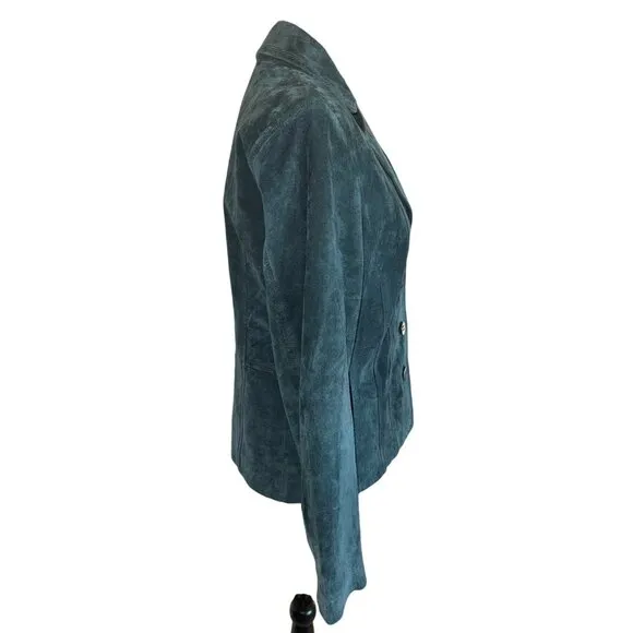 Jones New York Moss Office Siren CorpCore Genuine Suede Leather Blazer Jacket M