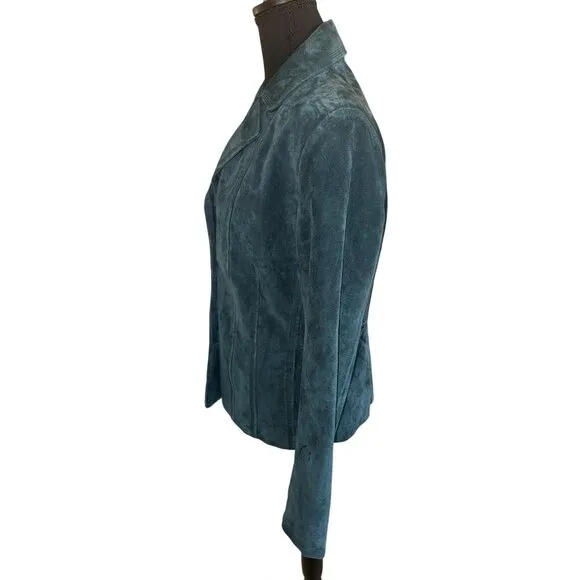 Jones New York Moss Office Siren CorpCore Genuine Suede Leather Blazer Jacket M