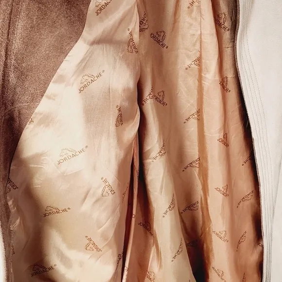 JORDACHE 90’s Beige Suede Open Front Stand Up Colar Jacket Size: L