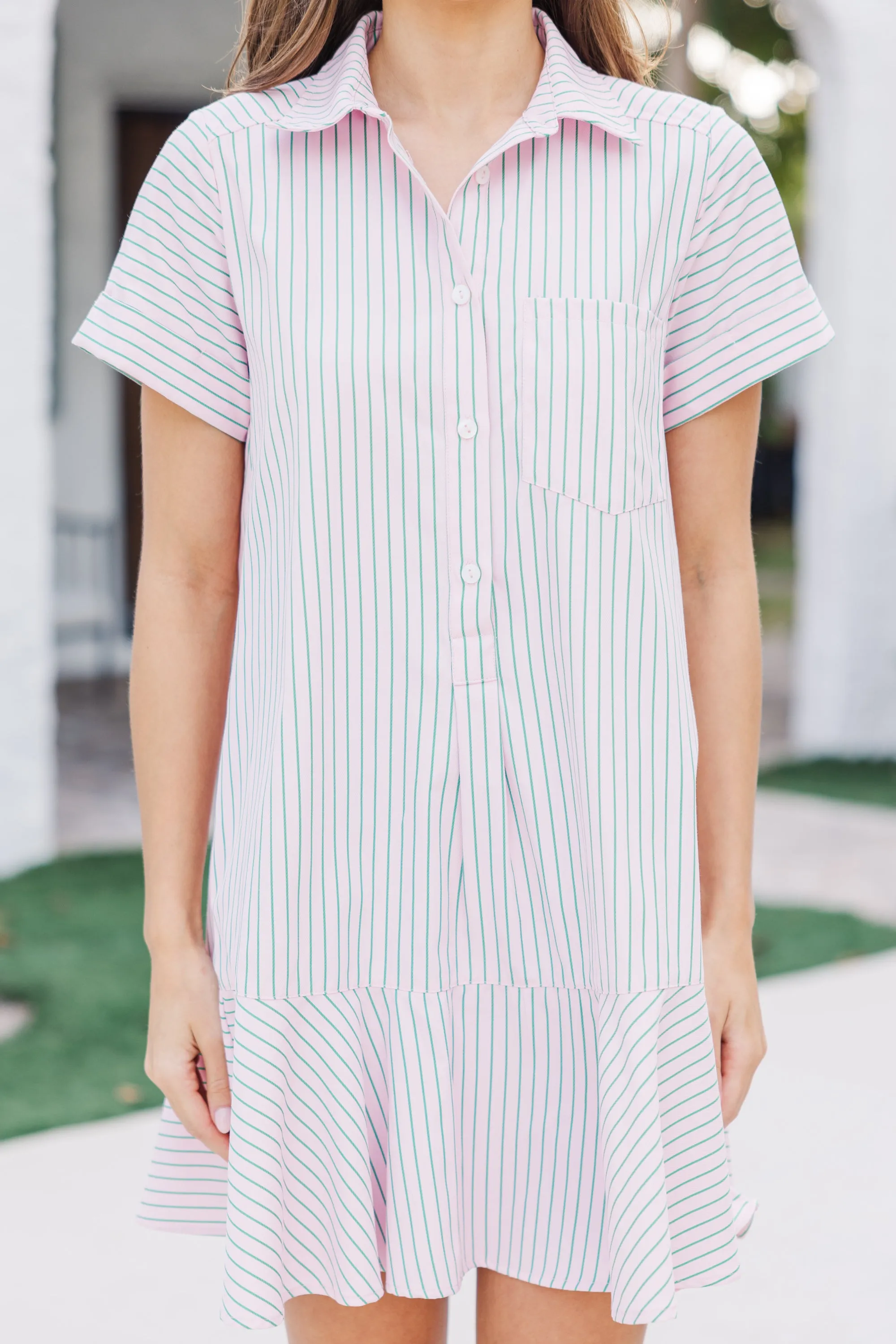 Just A Story Pink Striped Dress