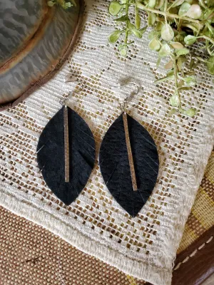 Kate Suede Leather Earrings with Silver Bar