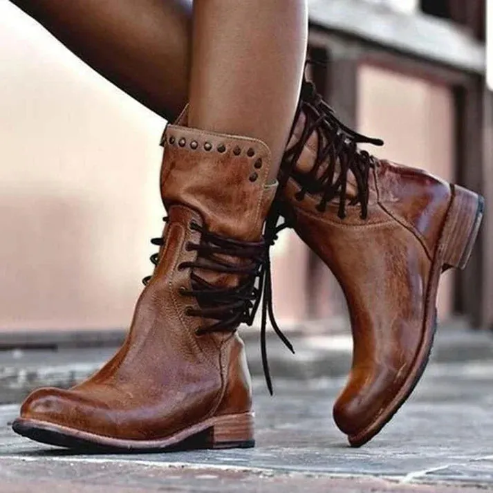 Lacey - Stylish Leather Boots With Laces