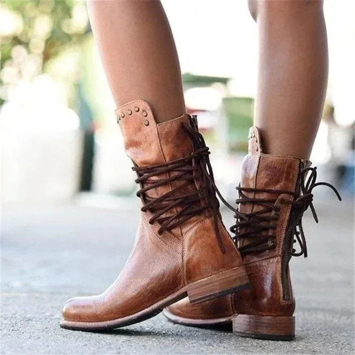 Lacey - Stylish Leather Boots With Laces