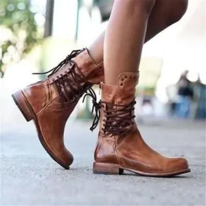 Lacey - Stylish Leather Boots With Laces