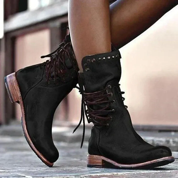 Lacey - Stylish Leather Boots With Laces