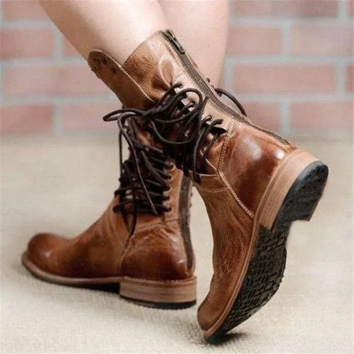 Lacey - Stylish Leather Boots With Laces