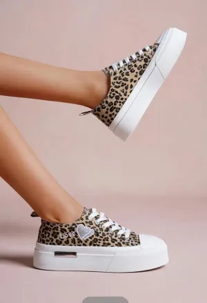 Leopard Platform Canvas Sneakers