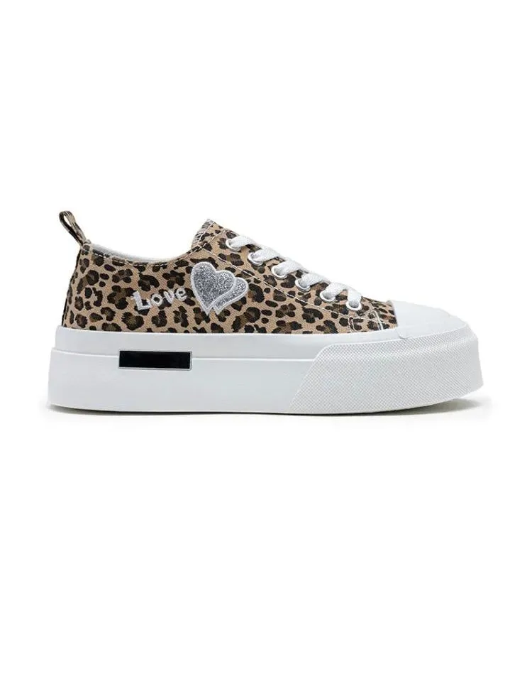 Leopard Platform Canvas Sneakers
