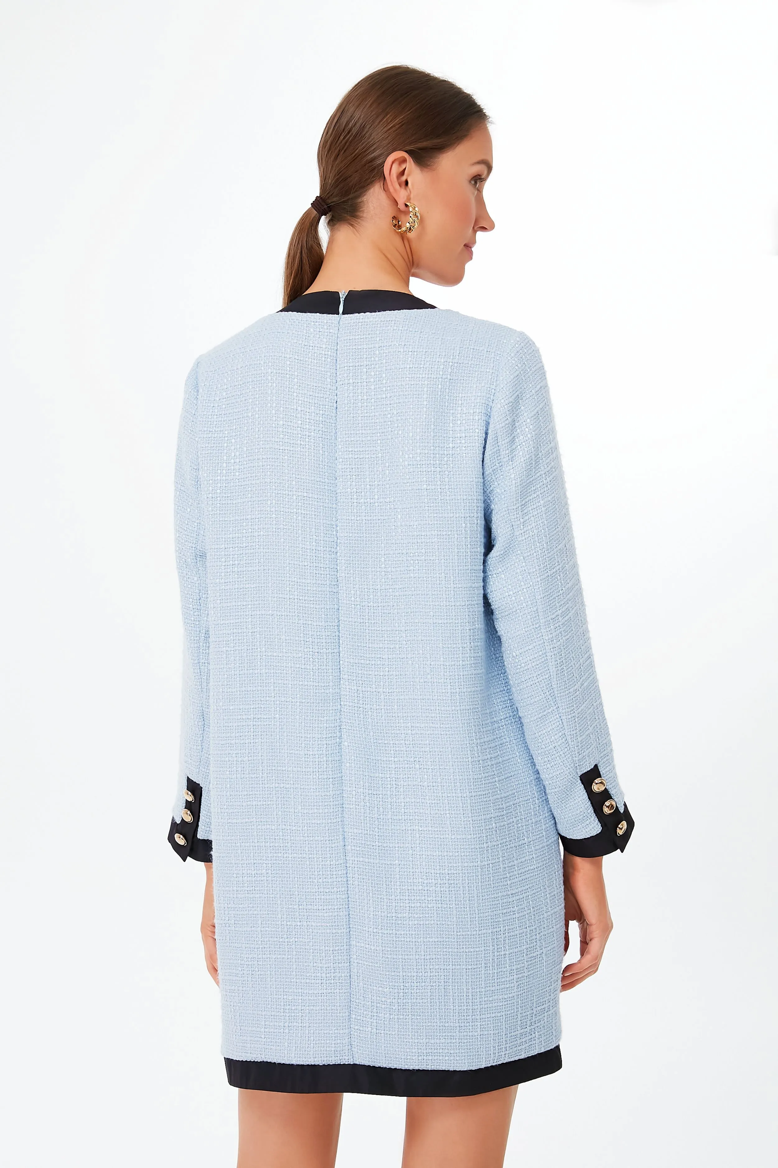 Light Blue Coco Tweed Bow Dress