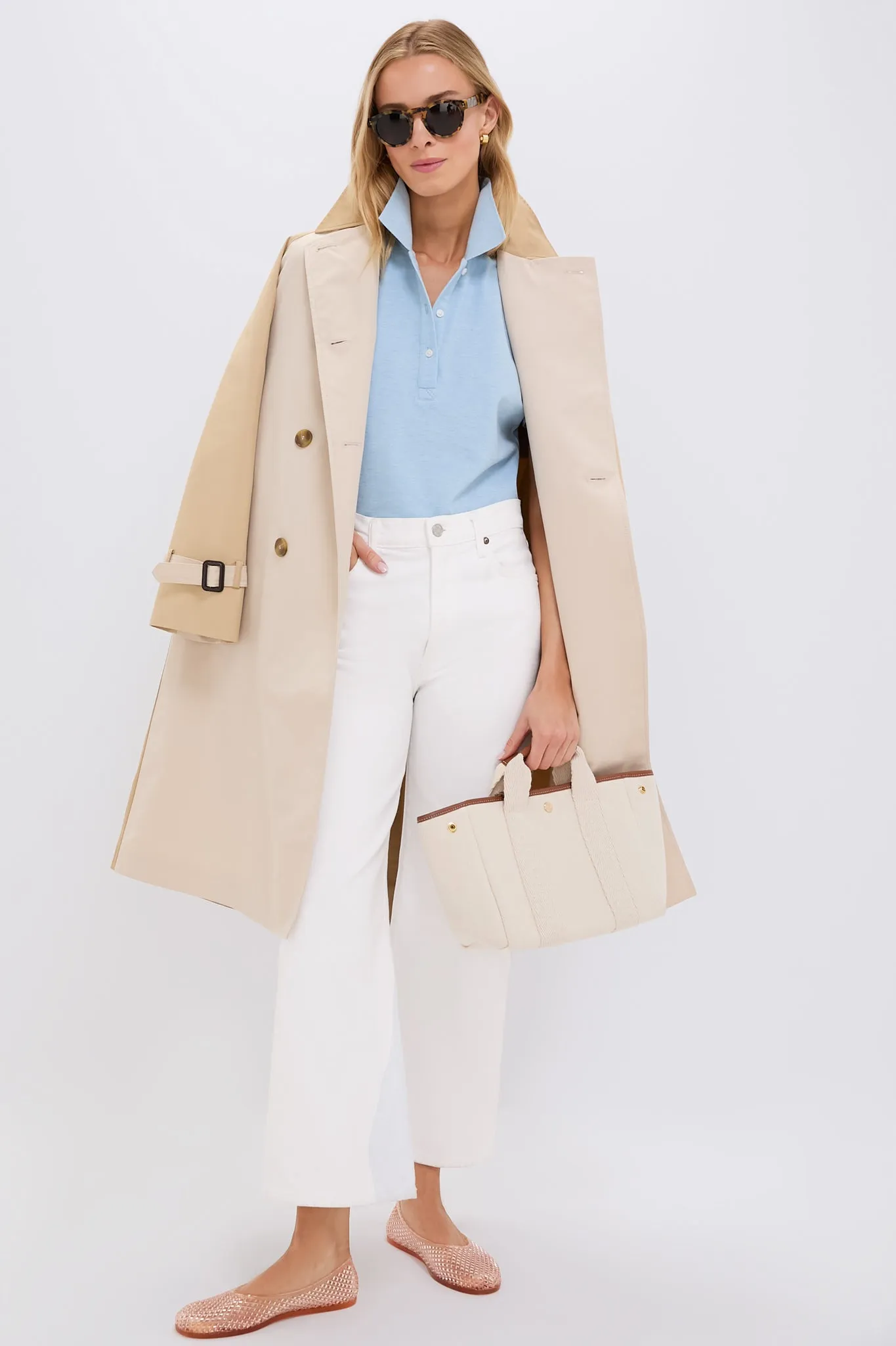 Light Blue Pique Puff Sleeve Peggy Polo