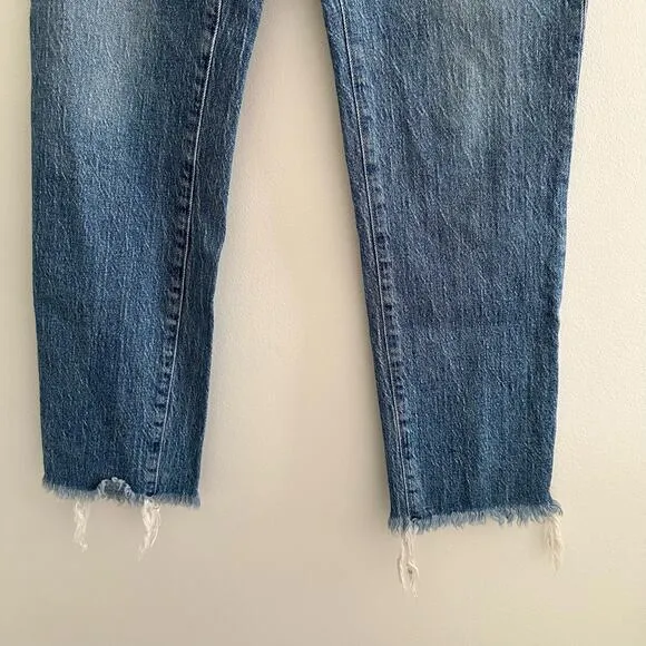 Madewell The Perfect Vintage Jean High Rise Raw Hem Dark Wash 26