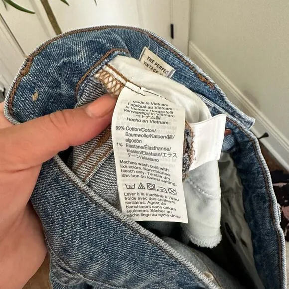 Madewell The Perfect Vintage Jean High Rise Raw Hem Dark Wash 26