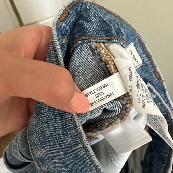 Madewell The Perfect Vintage Jean High Rise Raw Hem Dark Wash 26