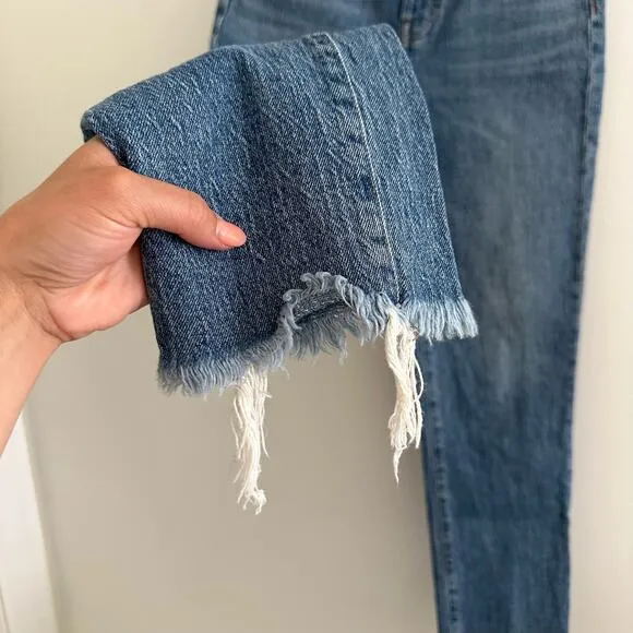 Madewell The Perfect Vintage Jean High Rise Raw Hem Dark Wash 26