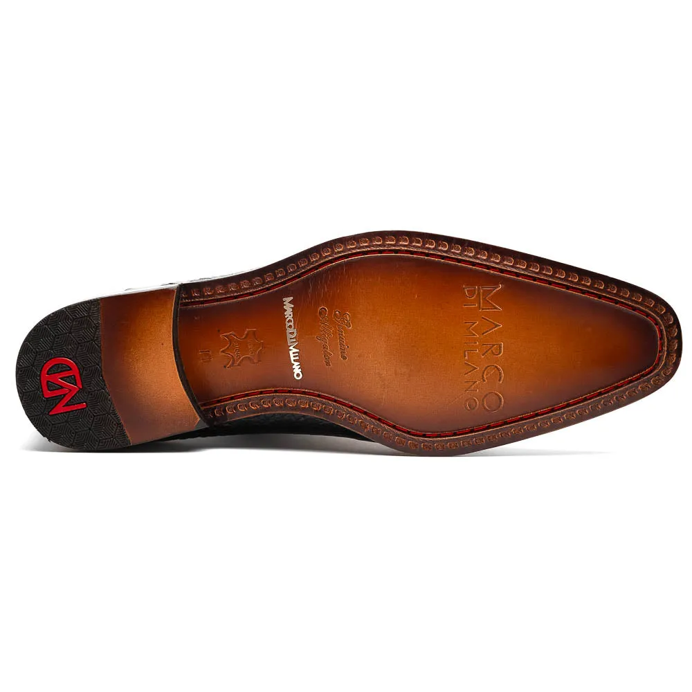 Marco Di Milano Bono Black Alligator Wholecut Oxfords