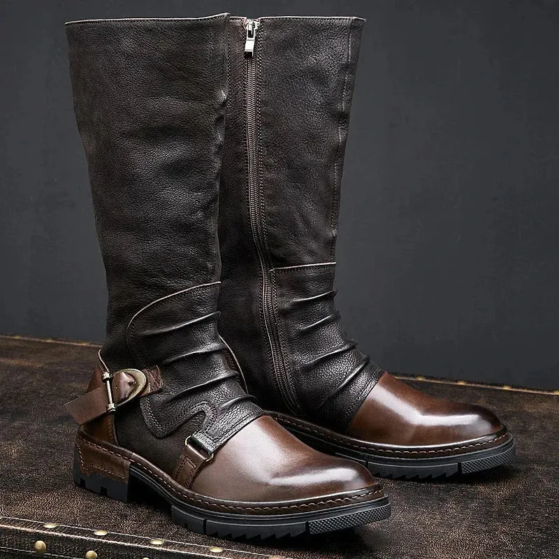 Men's Stylish Long High Walking Boots With Buckle | Perfect for All Seasons