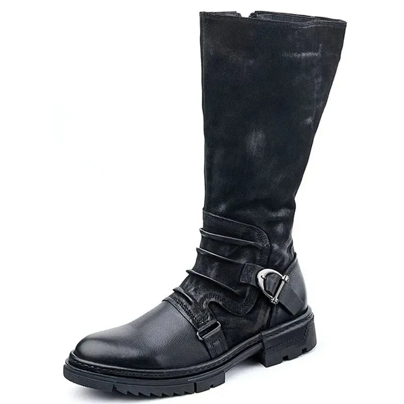 Men's Stylish Long High Walking Boots With Buckle | Perfect for All Seasons
