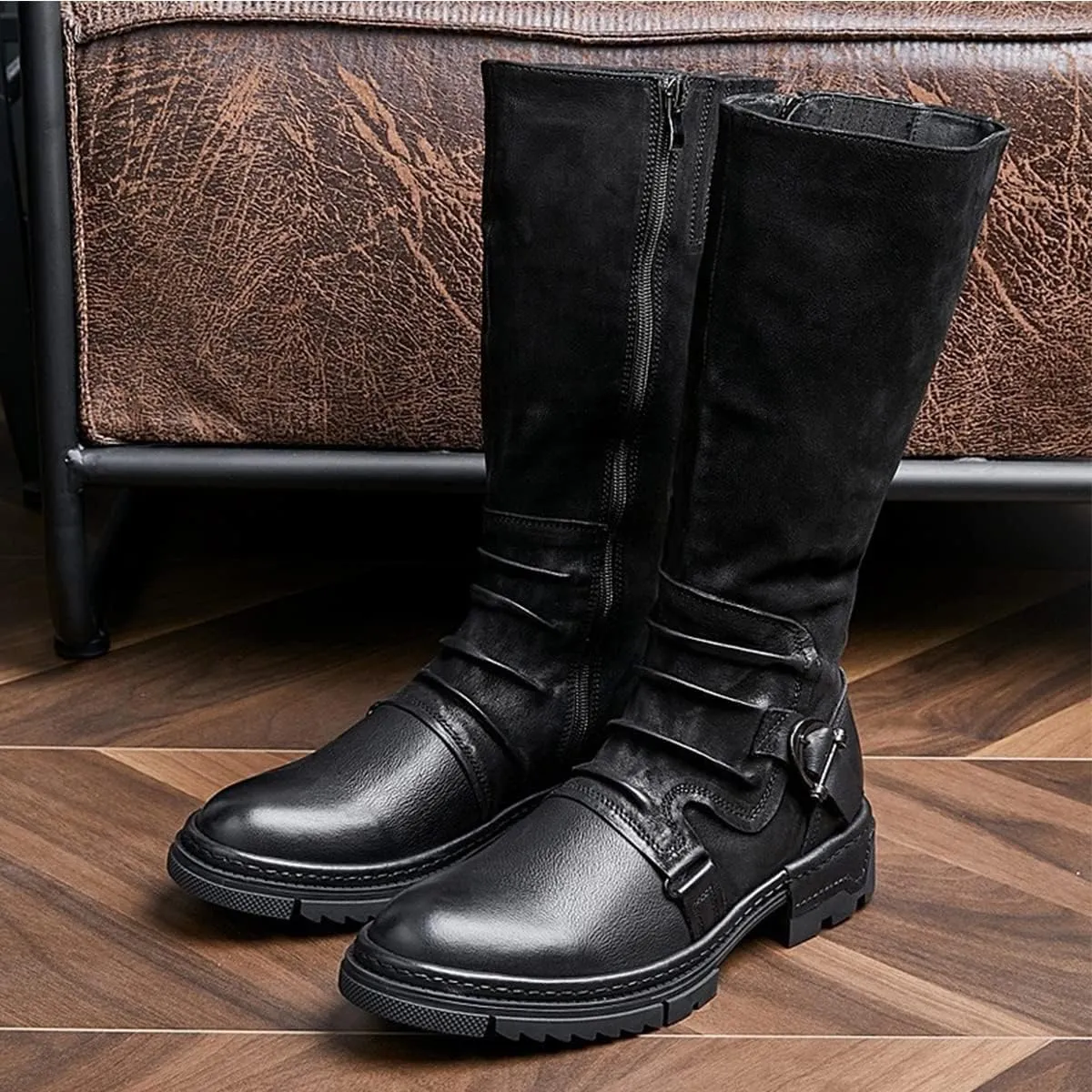 Men's Stylish Long High Walking Boots With Buckle | Perfect for All Seasons