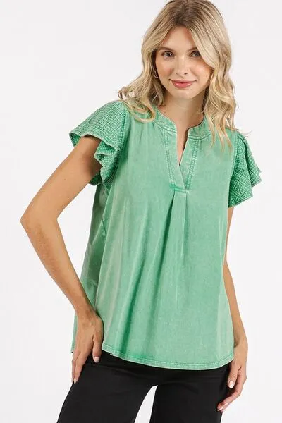 Mittoshop Vintage Flutter Top in Grass Green