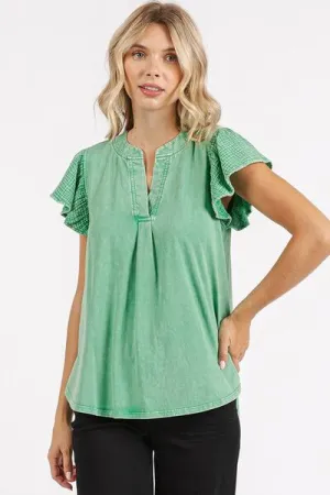 Mittoshop Vintage Flutter Top in Grass Green