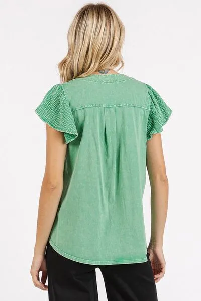 Mittoshop Vintage Flutter Top in Grass Green