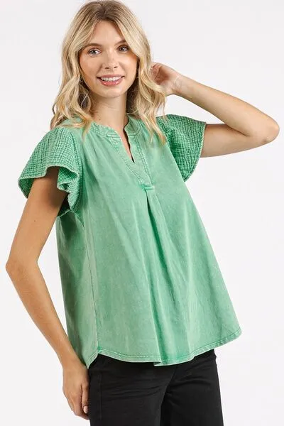 Mittoshop Vintage Flutter Top in Grass Green