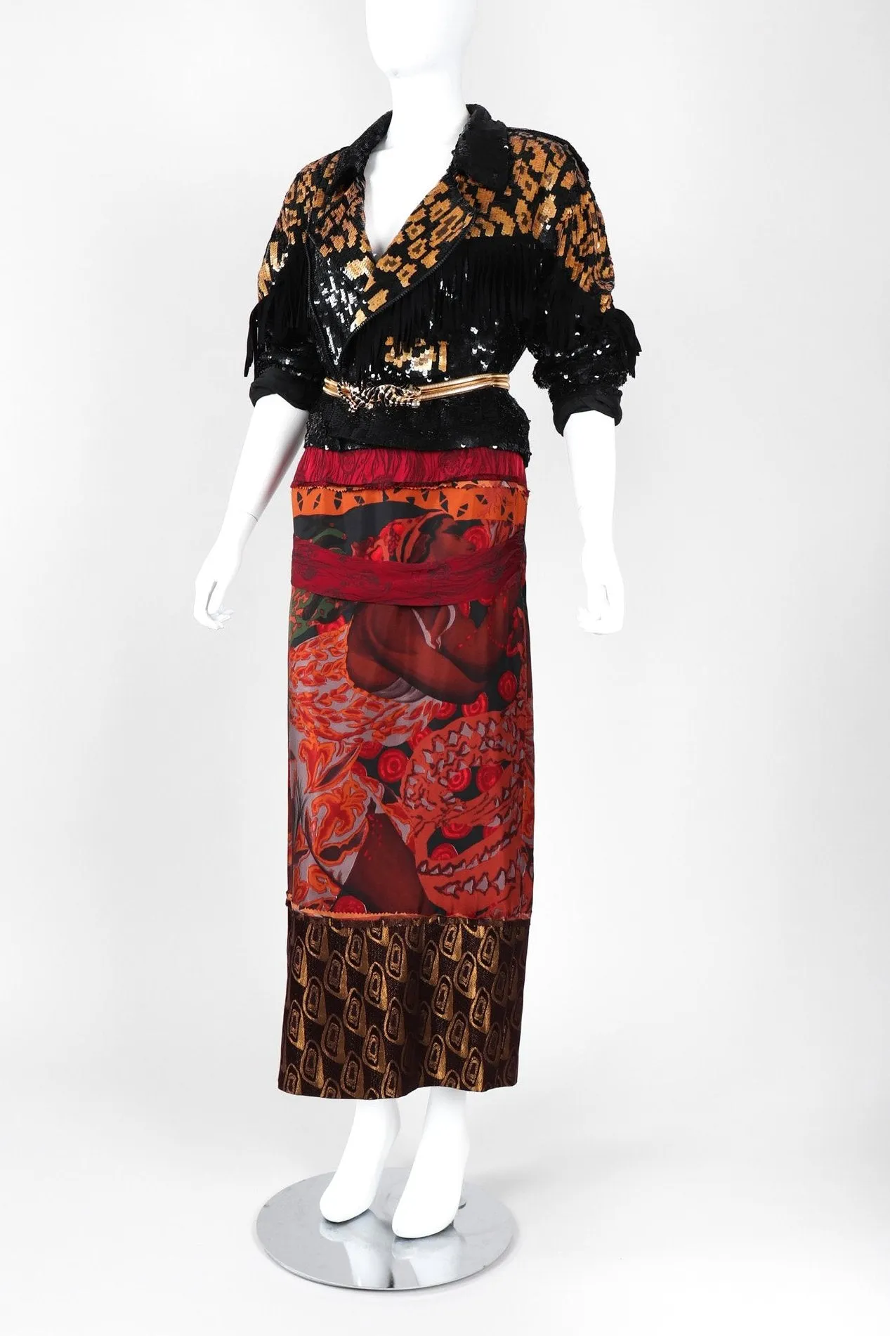 Mixed Print Silk Skirt
