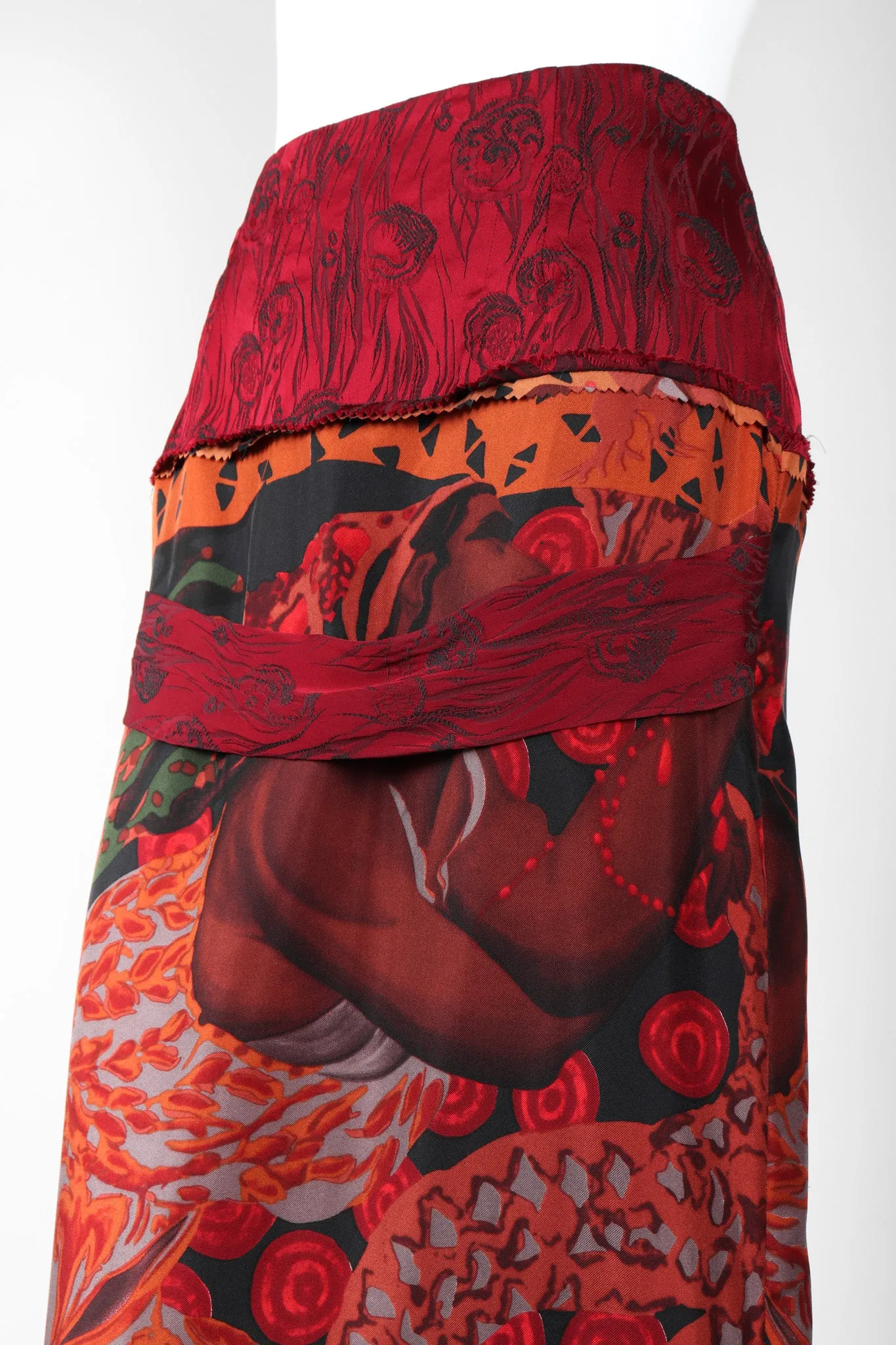 Mixed Print Silk Skirt
