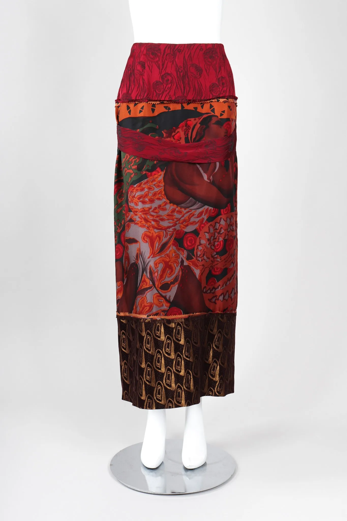Mixed Print Silk Skirt