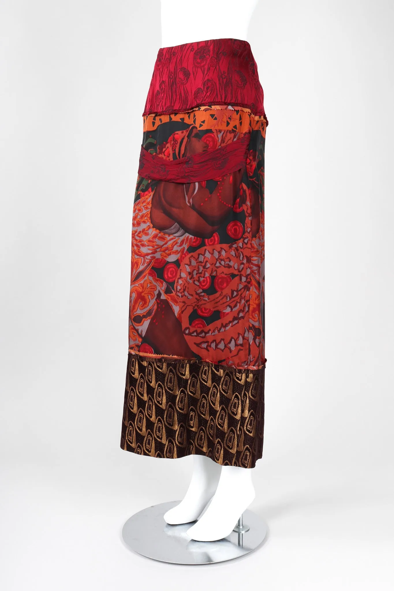 Mixed Print Silk Skirt